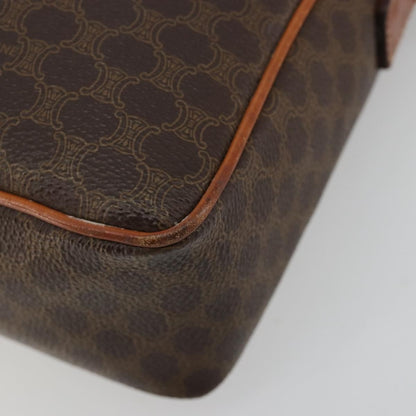 Celine Vintage Macadam Circle Logo Shoulder Bag Canvas and Leather, Brown, Canvas, Shoulder Bag