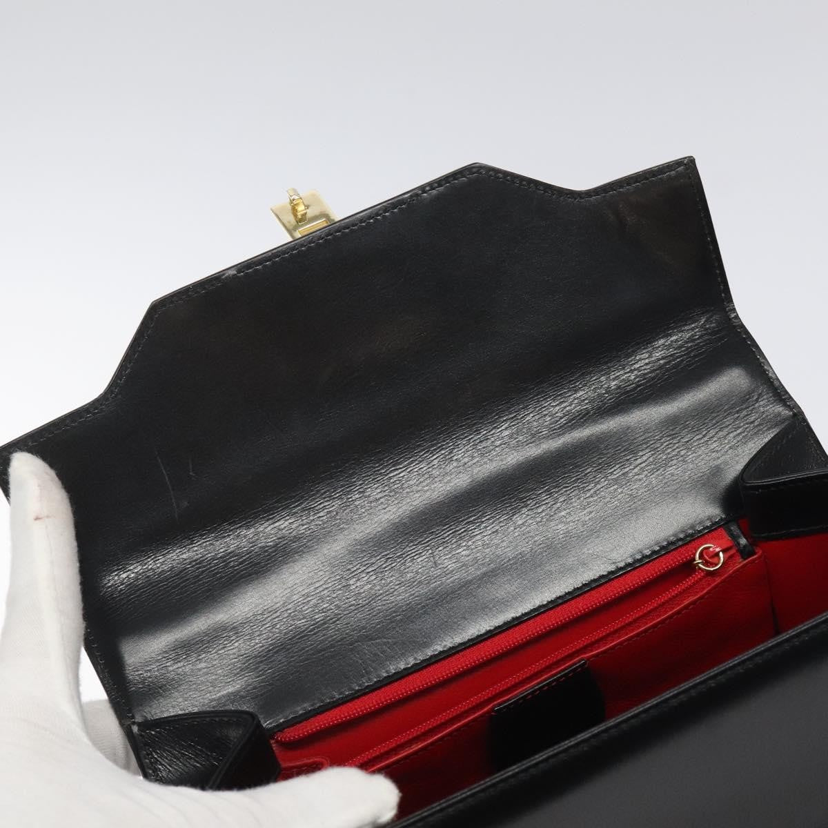 Gucci Vintage Lady Lock Top Handle Bag Leather, BLACK, LEATHER, Handbag