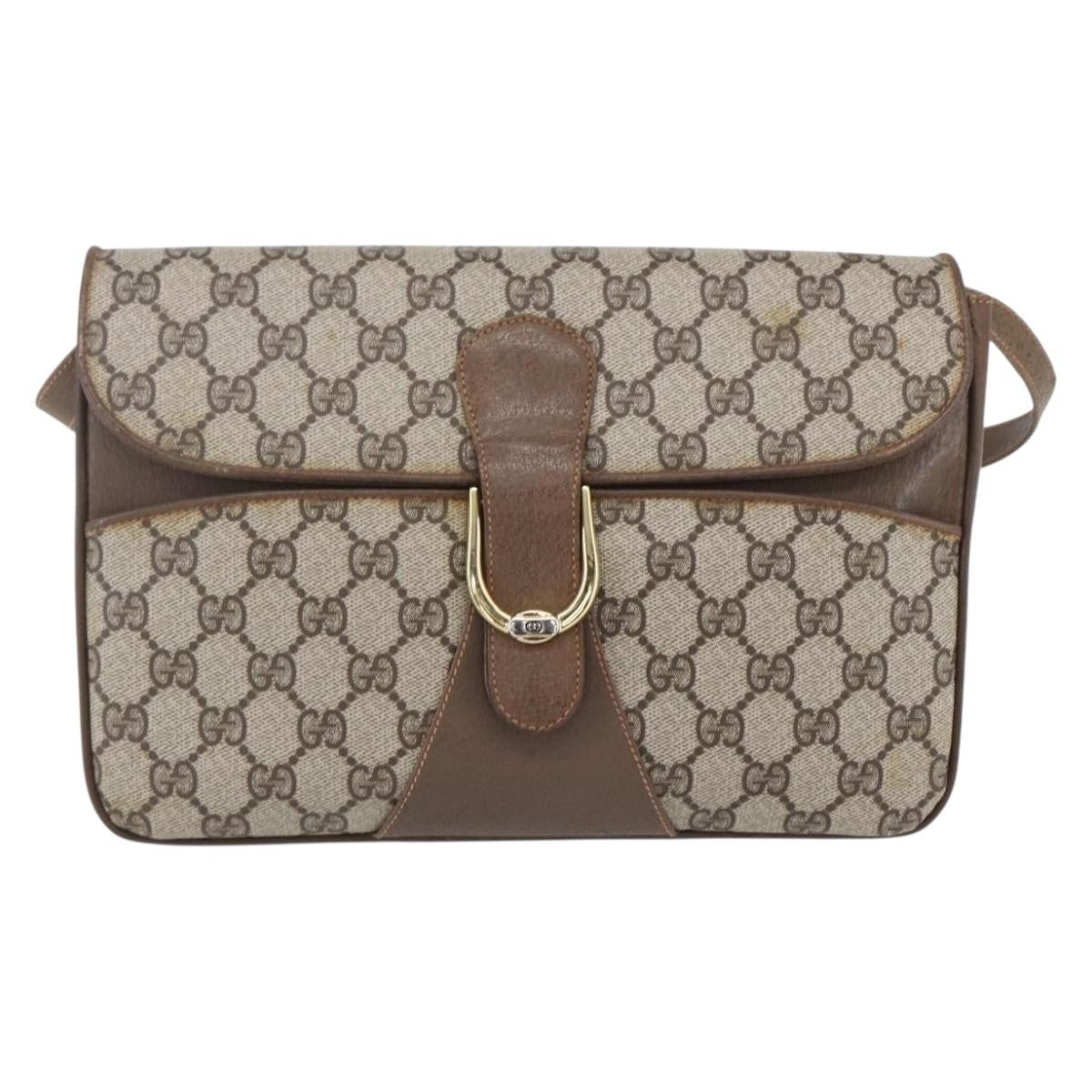Gucci Vintage Shoulder Bag GG Canvas and Leather, BEIGE, CANVAS, Shoulder bag
