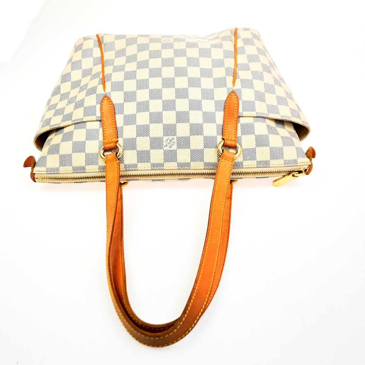 Louis Vuitton Totally Handbag Damier azur, WHITE, CANVAS, Shoulder bag