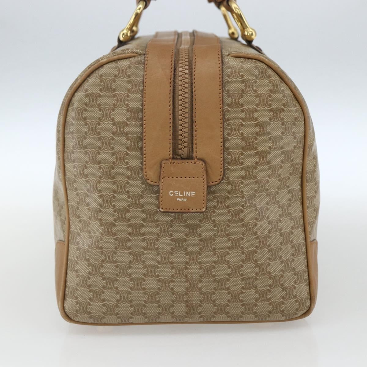 Celine Vintage Macadam Boston bag Canvas and Leather, BEIGE, CANVAS, Travel bag