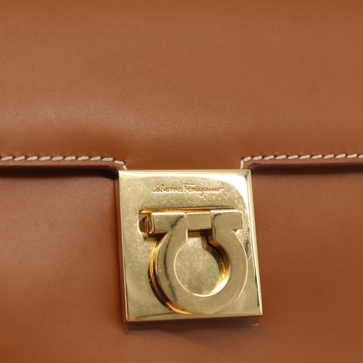 Salvatore Ferragamo Gancini handbag Leather, BROWN, LEATHER, Handbag