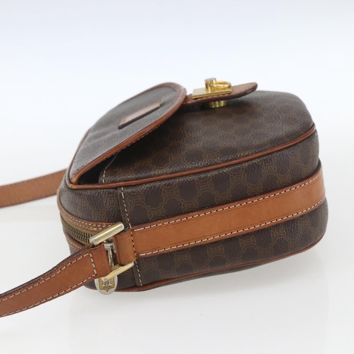 Celine Vintage Macadam Shoulder Bag Canvas and Leather, BROWN, CANVAS, Shoulder bag