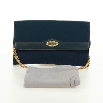 Christian Dior Vintage Chain Flap Shoulder Bag Diorissimo Canvas, Navy, Canvas, Shoulder Bag