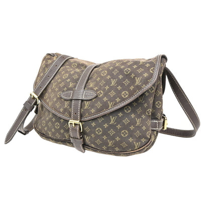 Louis Vuitton Saumur Handbag Mini Lin, BROWN, CANVAS, Shoulder bag