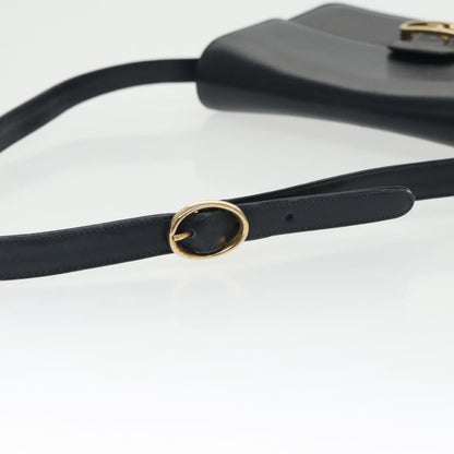Gucci Vintage Shoulder Bag Leather, NAVY, LEATHER, Shoulder bag