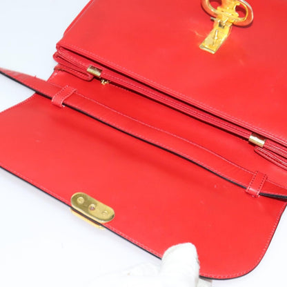 Celine Vintage Triomphe Shoulder Bag Leather, RED, LEATHER, Shoulder bag