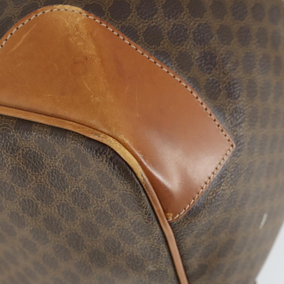 Celine Vintage Macadam Boston bag Canvas and Leather, BROWN, CANVAS, Travel bag