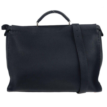Fendi Selleria Peekaboo Fit Bag Leather, NAVY, LEATHER, Handbag