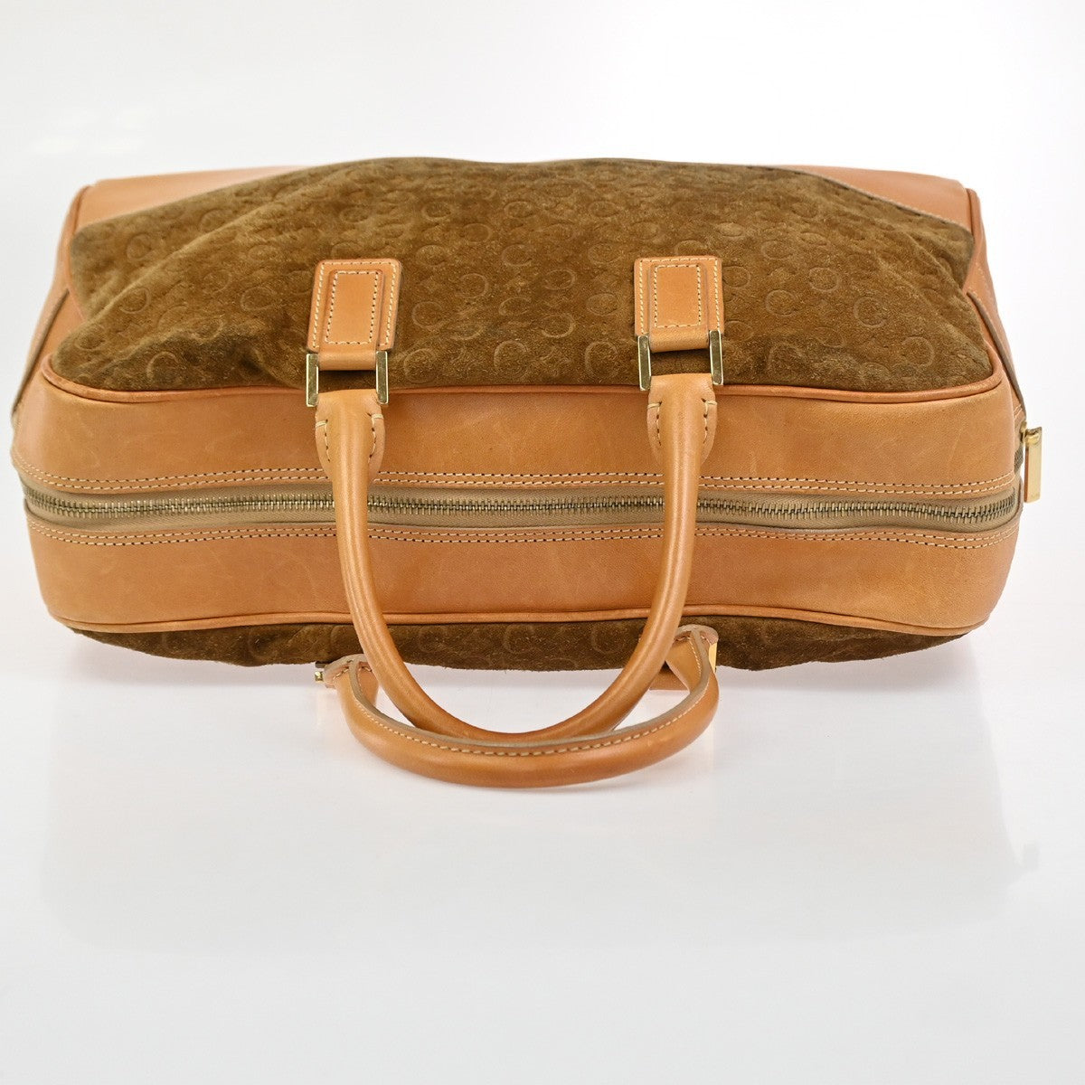 Celine C Macadam Handbag Suede and Leather, Brown, Suede, Handbag