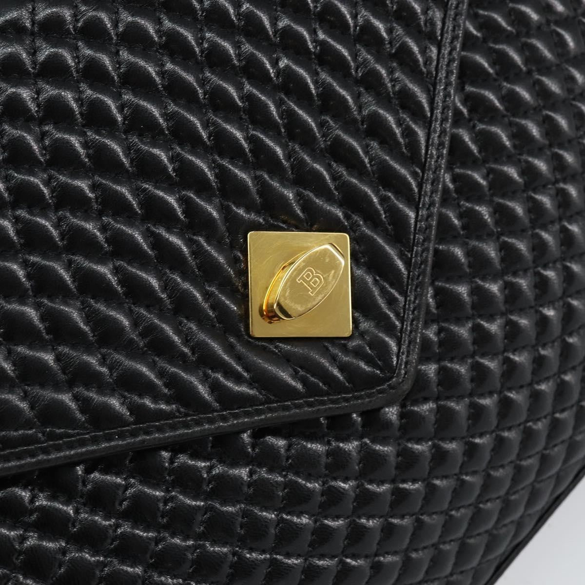Bally Vintage Handbag Quilted Leather, BLACK, LEATHER, Handbag