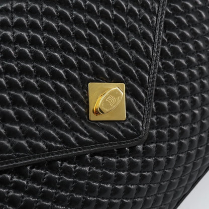 Bally Vintage Handbag Quilted Leather, BLACK, LEATHER, Handbag