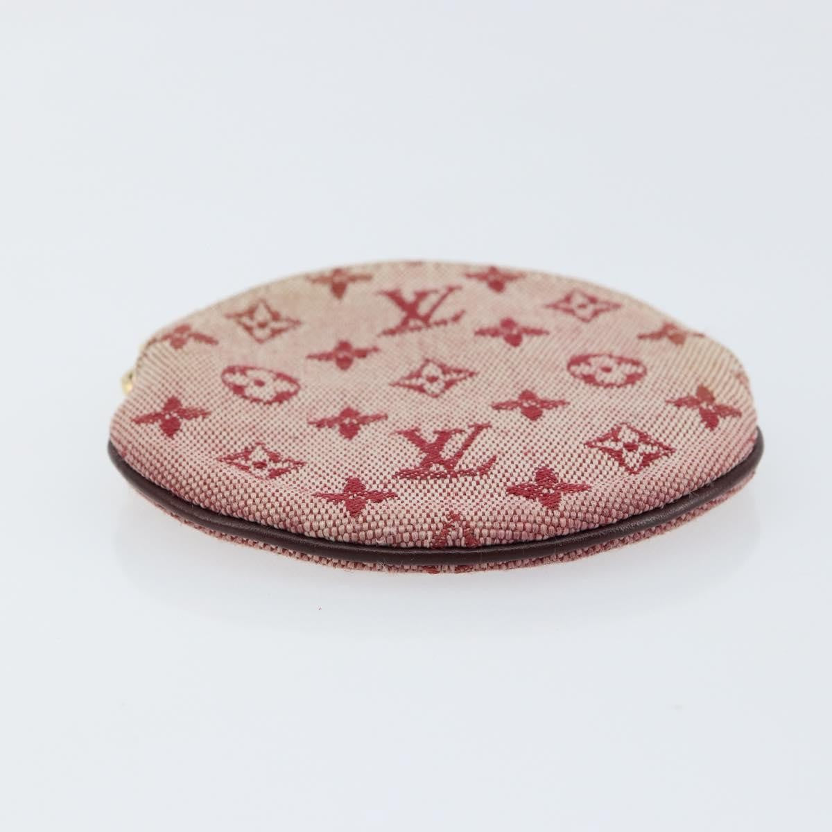 Louis Vuitton Round Coin Purse Mini Lin, RED, CANVAS, Wallets