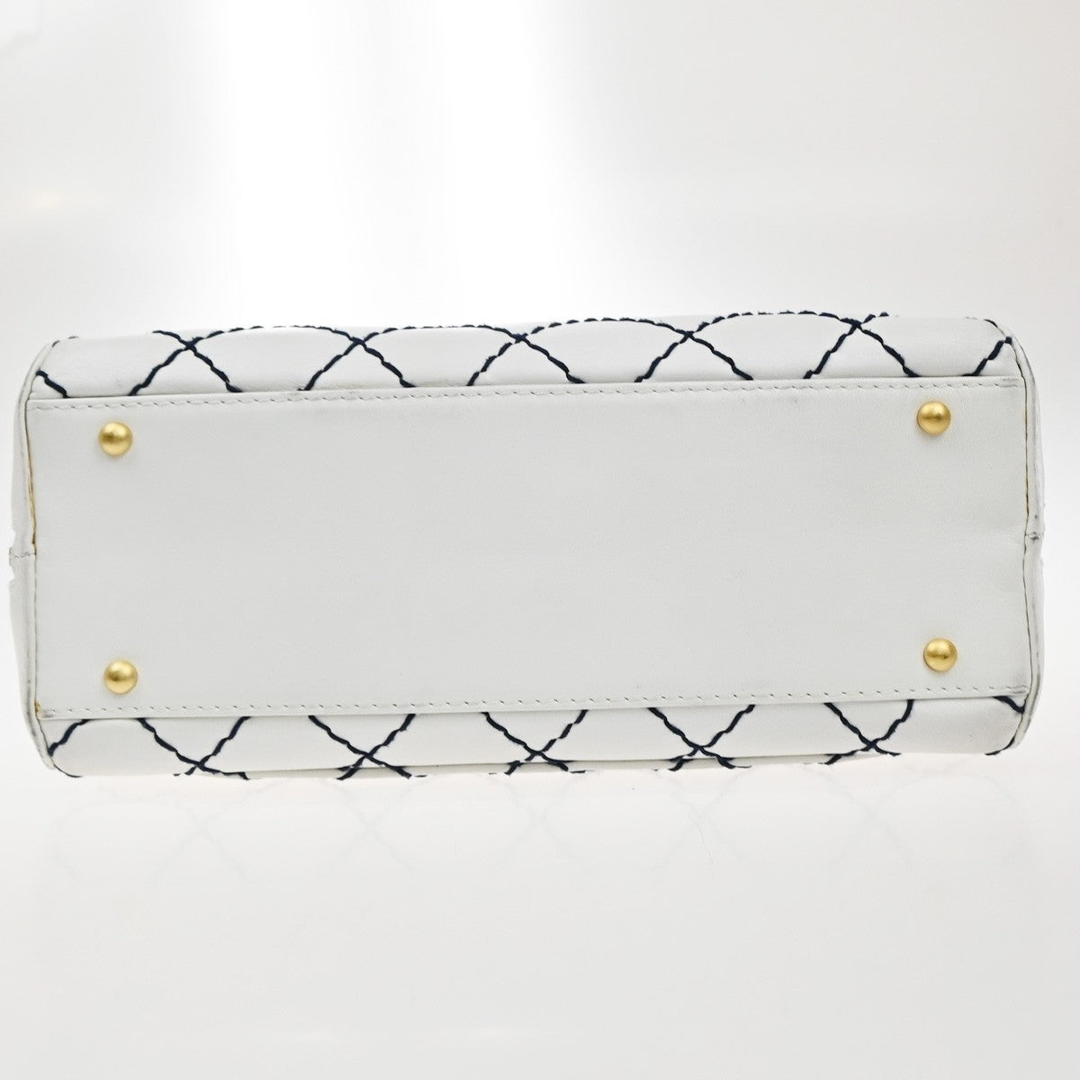 Chanel Surpique Zip Around Satchel Quilted Leather, WHITE, LEATHER, Handbag