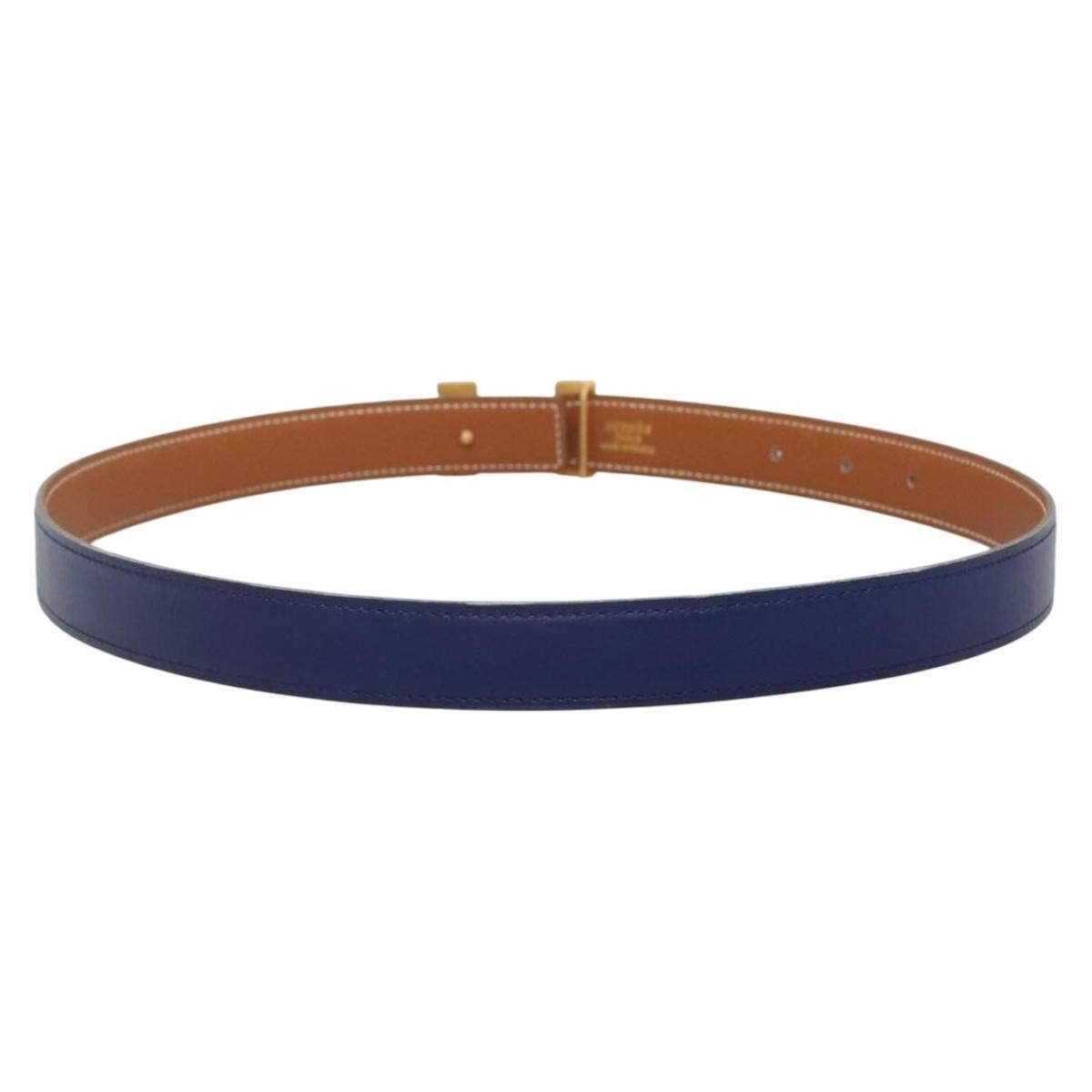 Hermes Constance Belt Leather, BLUE, LEATHER, Belts
