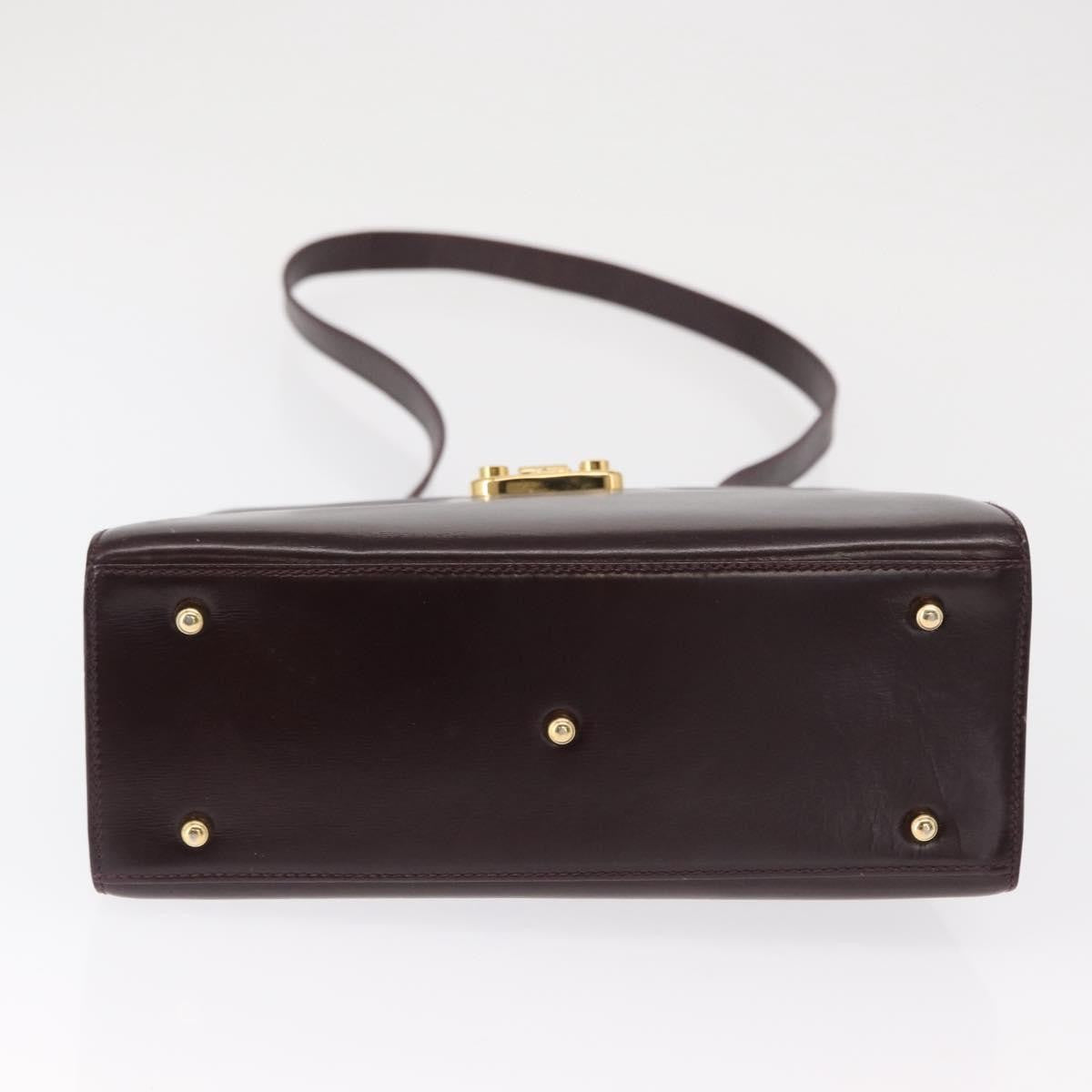 Gucci Vintage Lady Lock Top Handle Bag Leather, BURGUNDY, LEATHER, Handbag