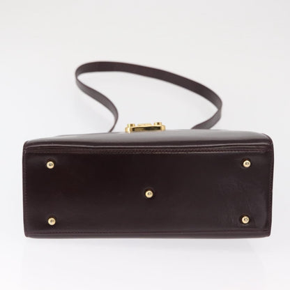 Gucci Vintage Lady Lock Top Handle Bag Leather, BURGUNDY, LEATHER, Handbag