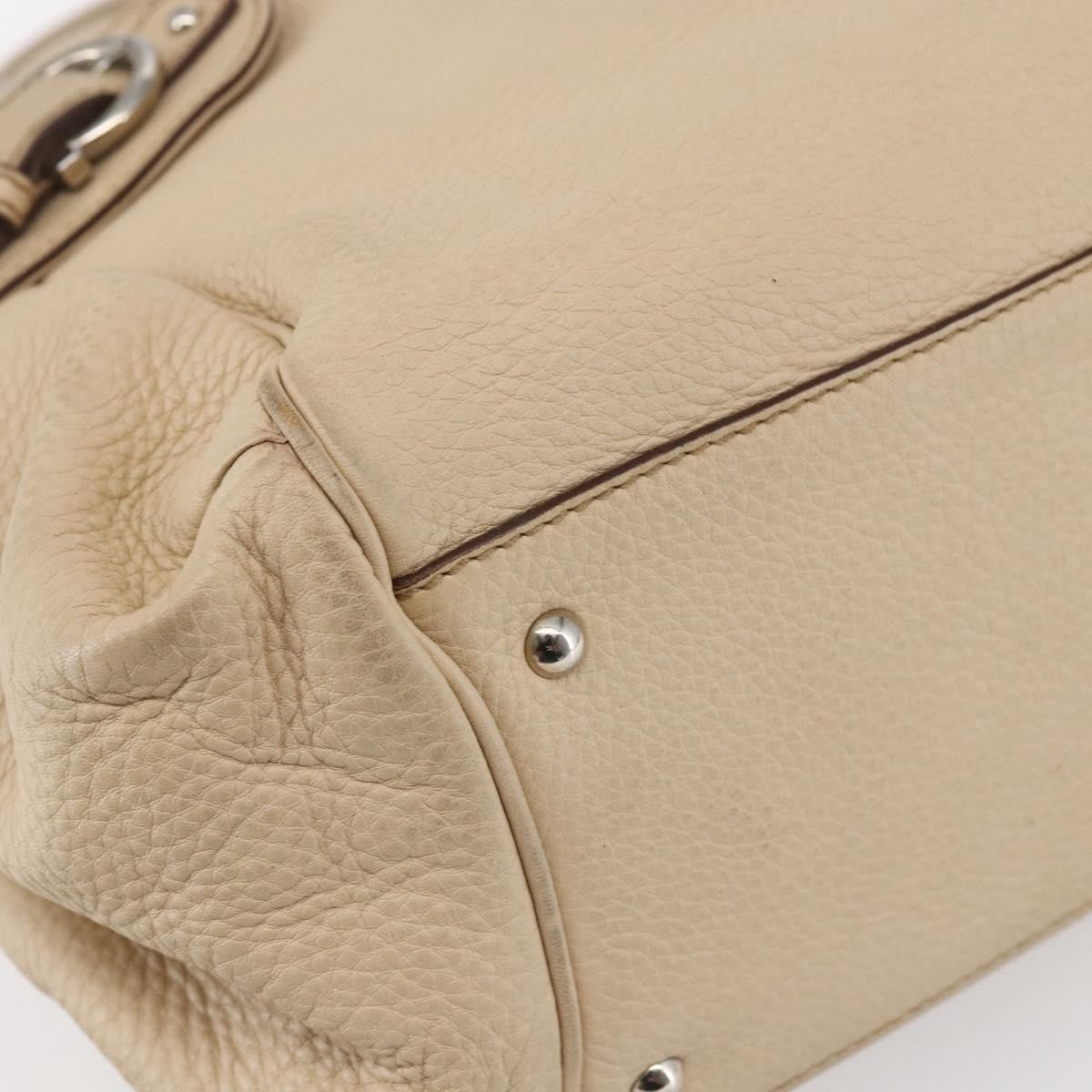 Salvatore Ferragamo Gancini handbag Leather, BEIGE, LEATHER, Shoulder bag