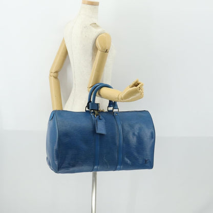 Louis Vuitton Keepall Bag Epi Leather, BLUE, LEATHER, Travel bag