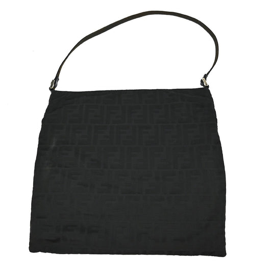 Fendi Vintage Shoulder Bag Zucca Canvas, BLACK, CANVAS, Shoulder bag