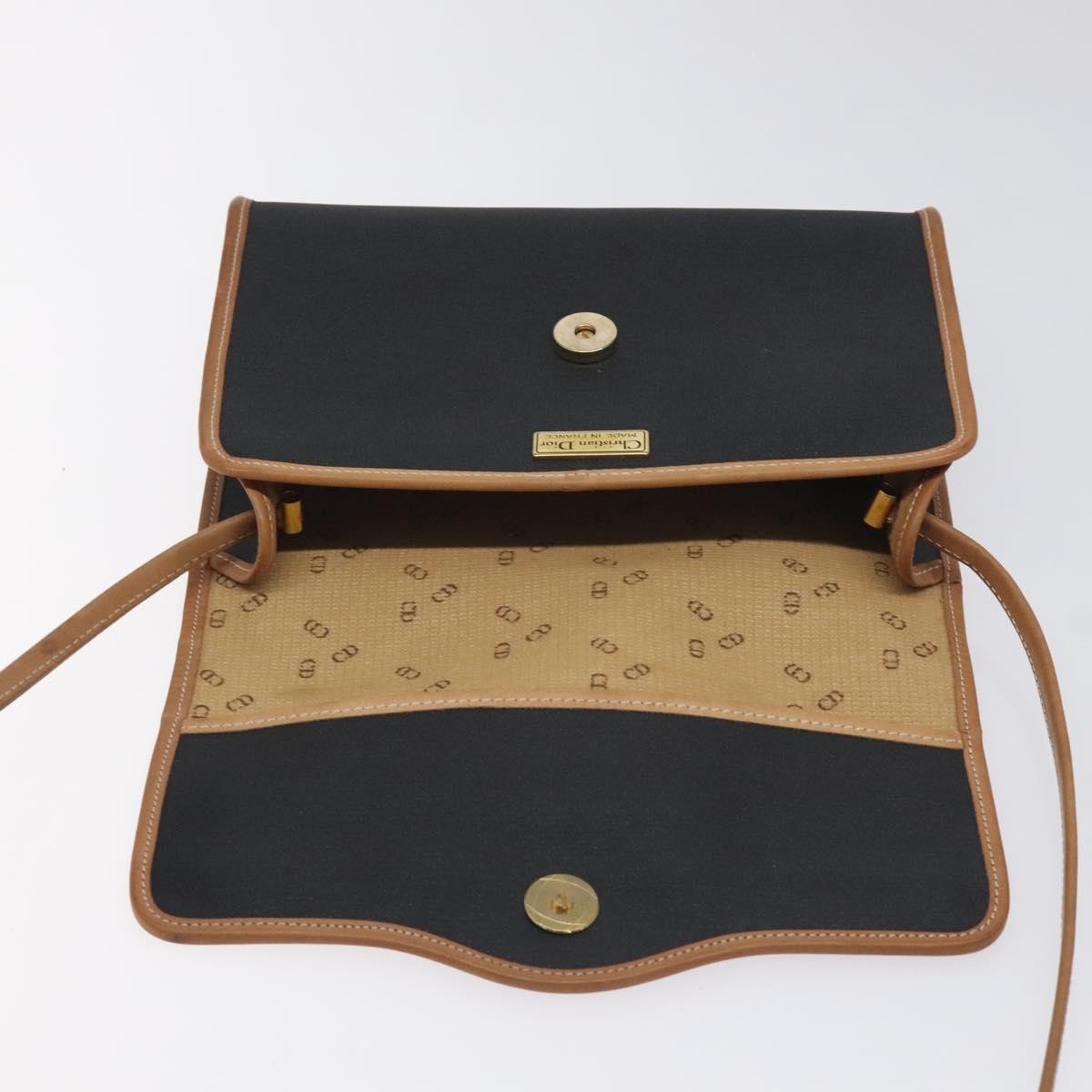 Christian Dior Vintage Flap Crossbody Bag Canvas, BLACK, CANVAS, Shoulder bag