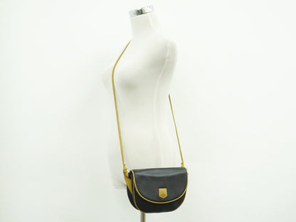 Celine Vintage Shoulder Bag Leather, BLACK, LEATHER, Shoulder bag