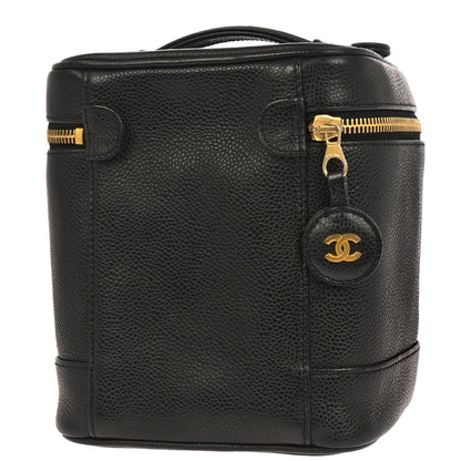 Chanel Vintage Timeless Cosmetic Case Caviar, BLACK, LEATHER, Handbag