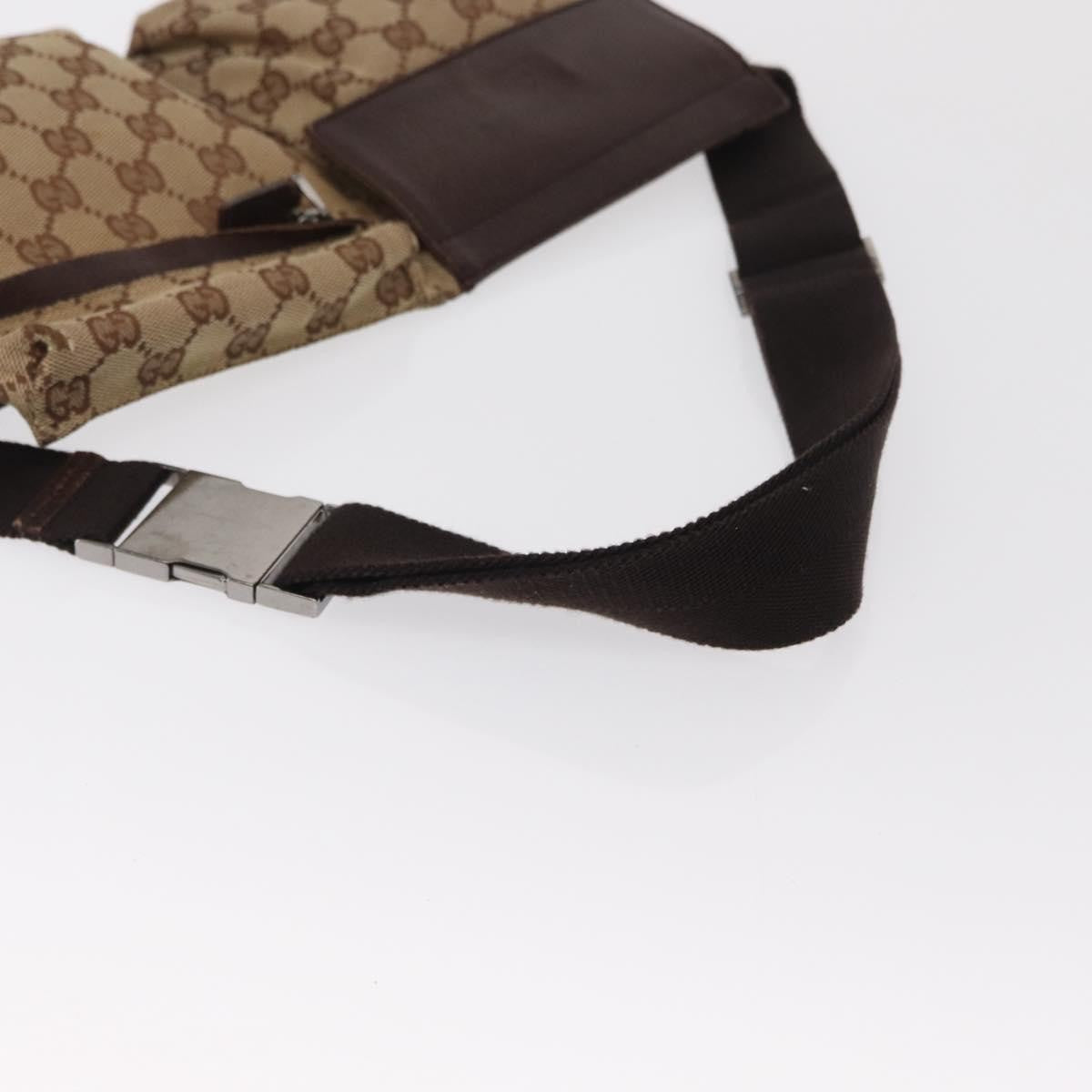 Gucci Vintage Double Belt Bag GG Canvas with Leather, BEIGE, CANVAS, Clutche & pouche