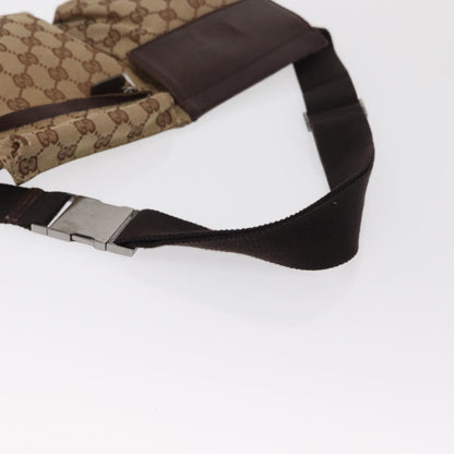 Gucci Vintage Double Belt Bag GG Canvas with Leather, BEIGE, CANVAS, Clutche & pouche