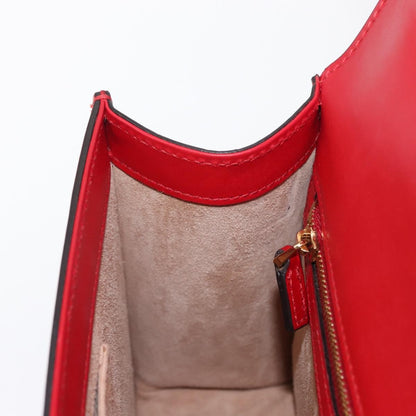 Gucci Sylvie Shoulder Bag Leather, RED, LEATHER, Shoulder bag