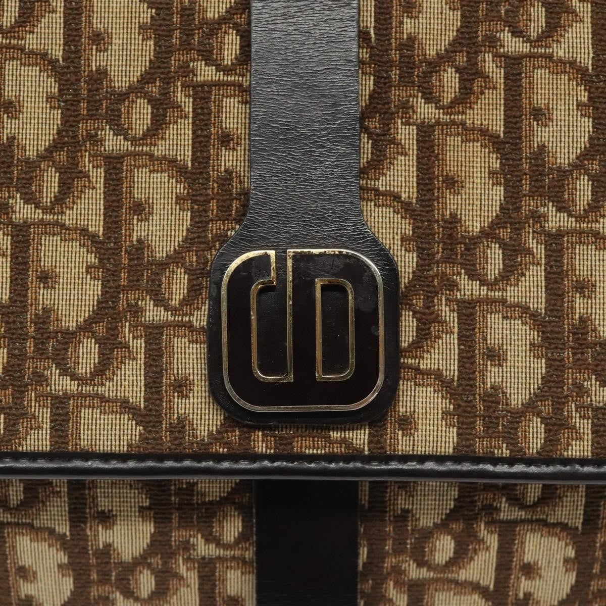 Christian Dior Vintage CD Flap Shoulder Bag Canvas, BROWN, CANVAS, Shoulder bag
