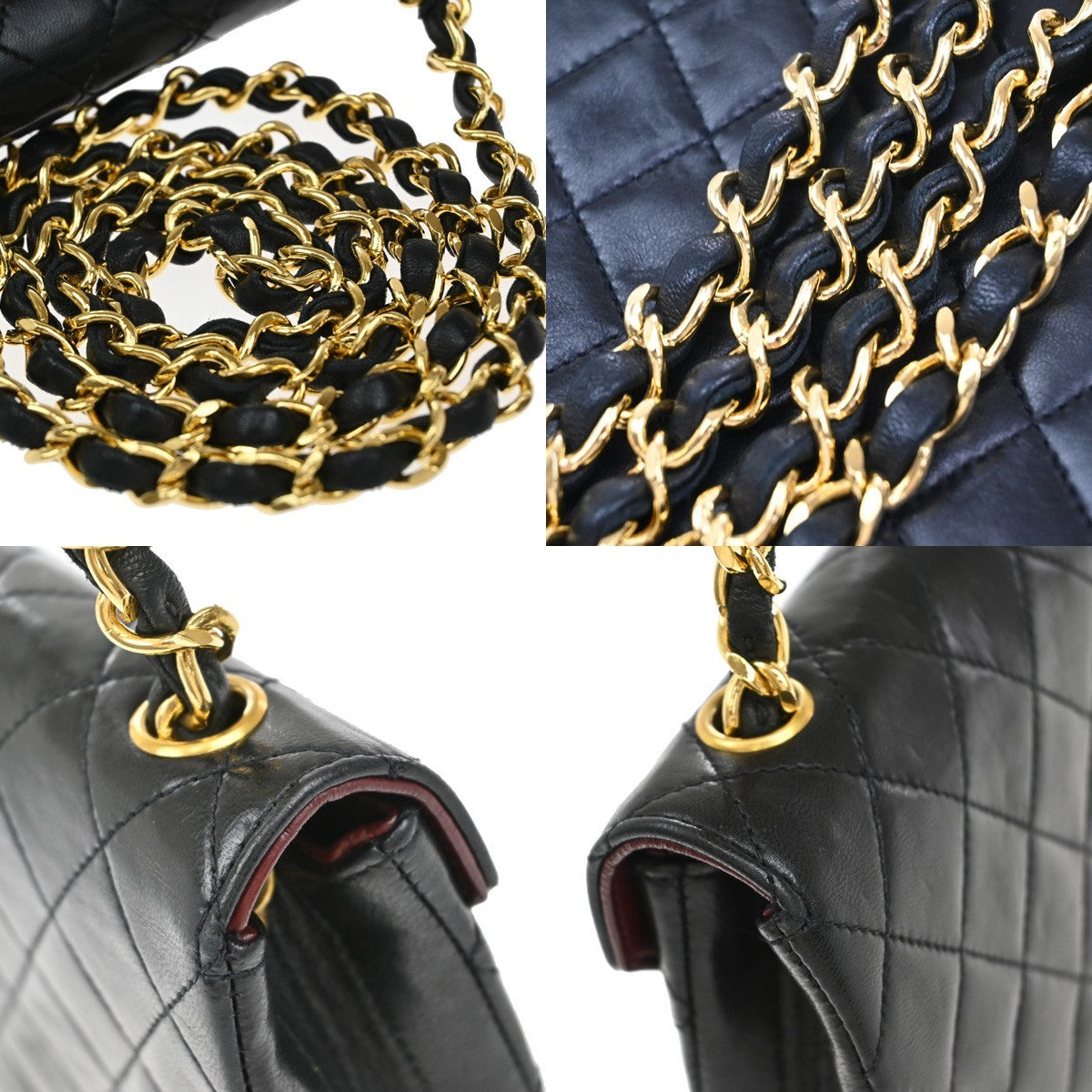 Chanel Vintage Half Moon Flap Bag Quilted lambskin, BLACK, LEATHER, Shoulder bag