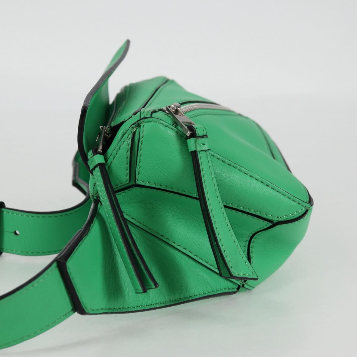 Loewe Puzzle Bumbag Leather, GREEN, LEATHER, Crossbody bag