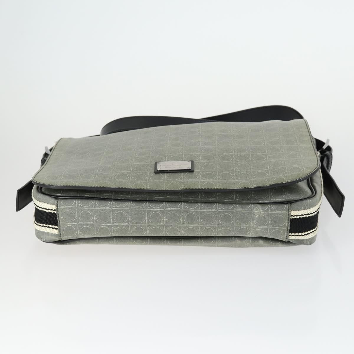 Salvatore Ferragamo Gancini Flap Shoulder Bag PVC, GRAY, PVC, Shoulder bag