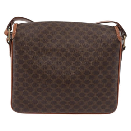 Celine Vintage Macadam Shoulder Bag Canvas and Leather, Brown, Canvas, Handbag