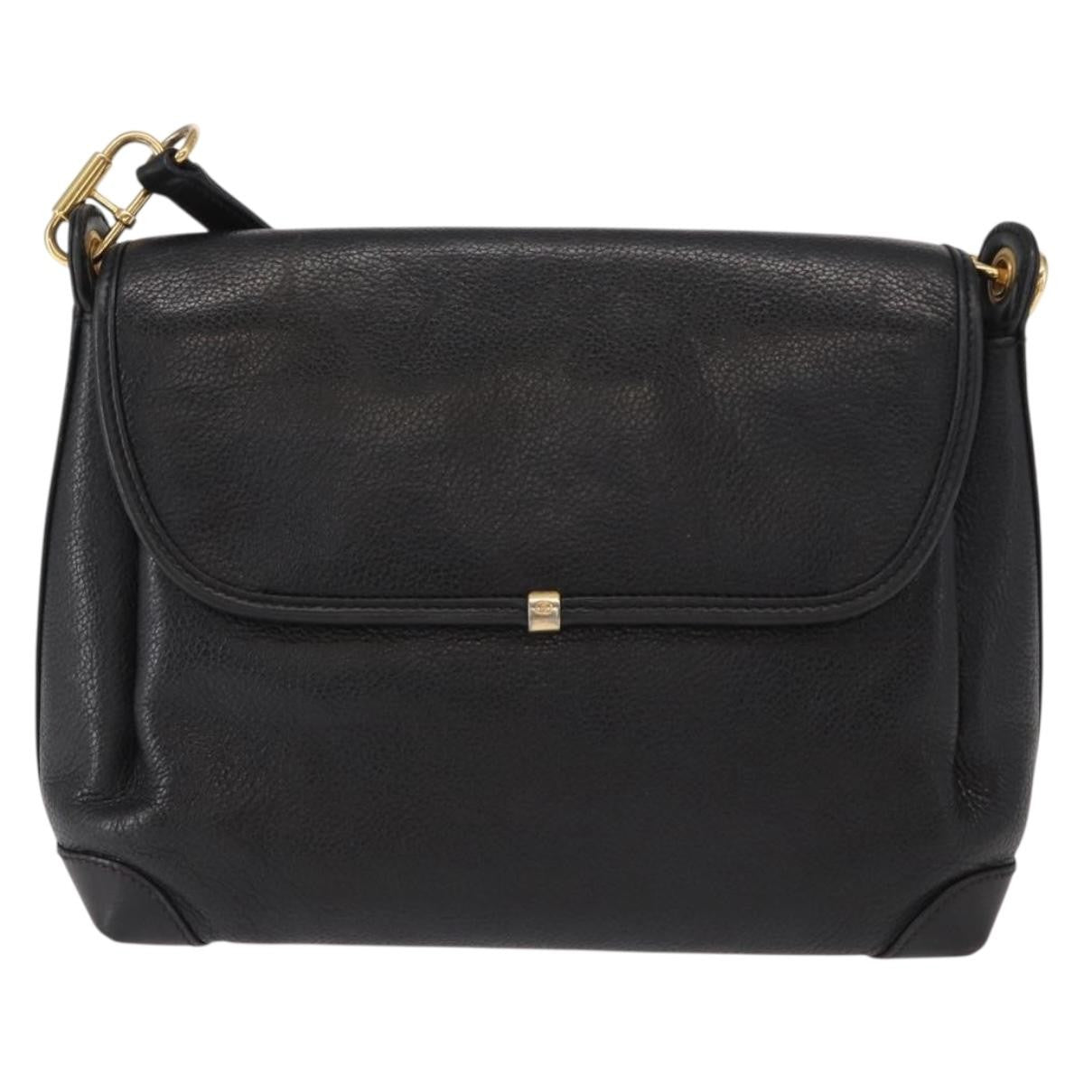 Gucci Vintage Flap Shoulder Bag Leather, BLACK, LEATHER, Shoulder bag