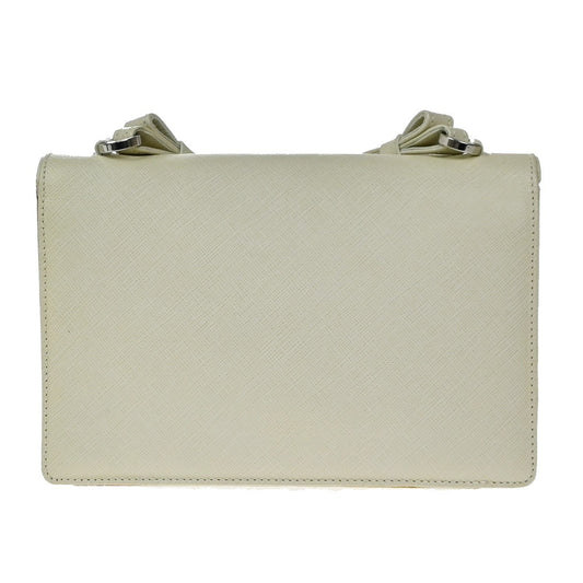 Salvatore Ferragamo Gancini Shoulder Bag Leather, WHITE, LEATHER, Shoulder bag