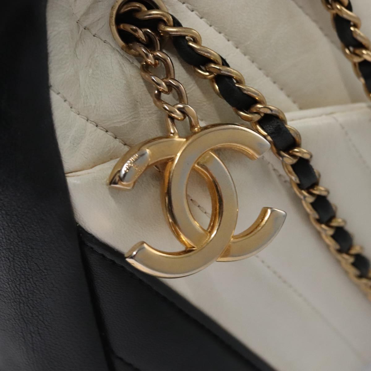 Chanel V Stitch Leather, WHITE, LEATHER, Handbag