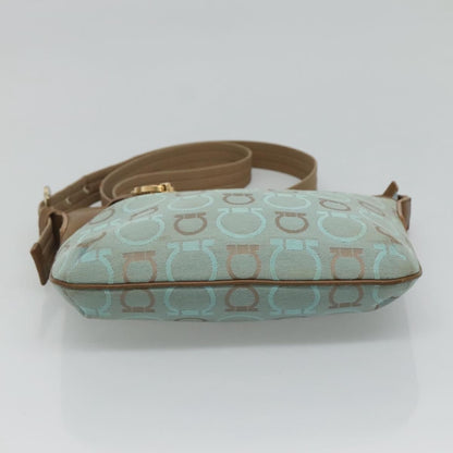 Salvatore Ferragamo Gancini Shoulder Bag Canvas, BLUE, CANVAS, Shoulder bag