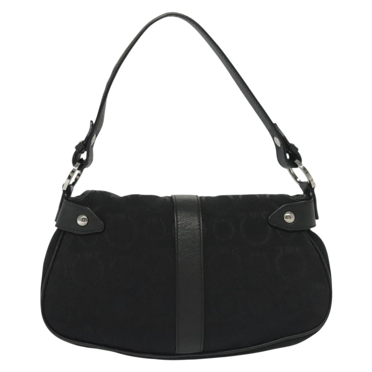 Salvatore Ferragamo Gancini handbag Canvas, BLACK, CANVAS, Handbag