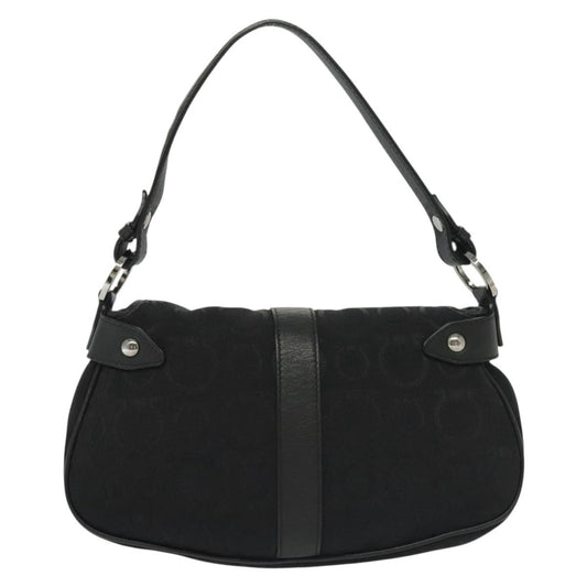 Salvatore Ferragamo Gancini handbag Canvas, BLACK, CANVAS, Handbag