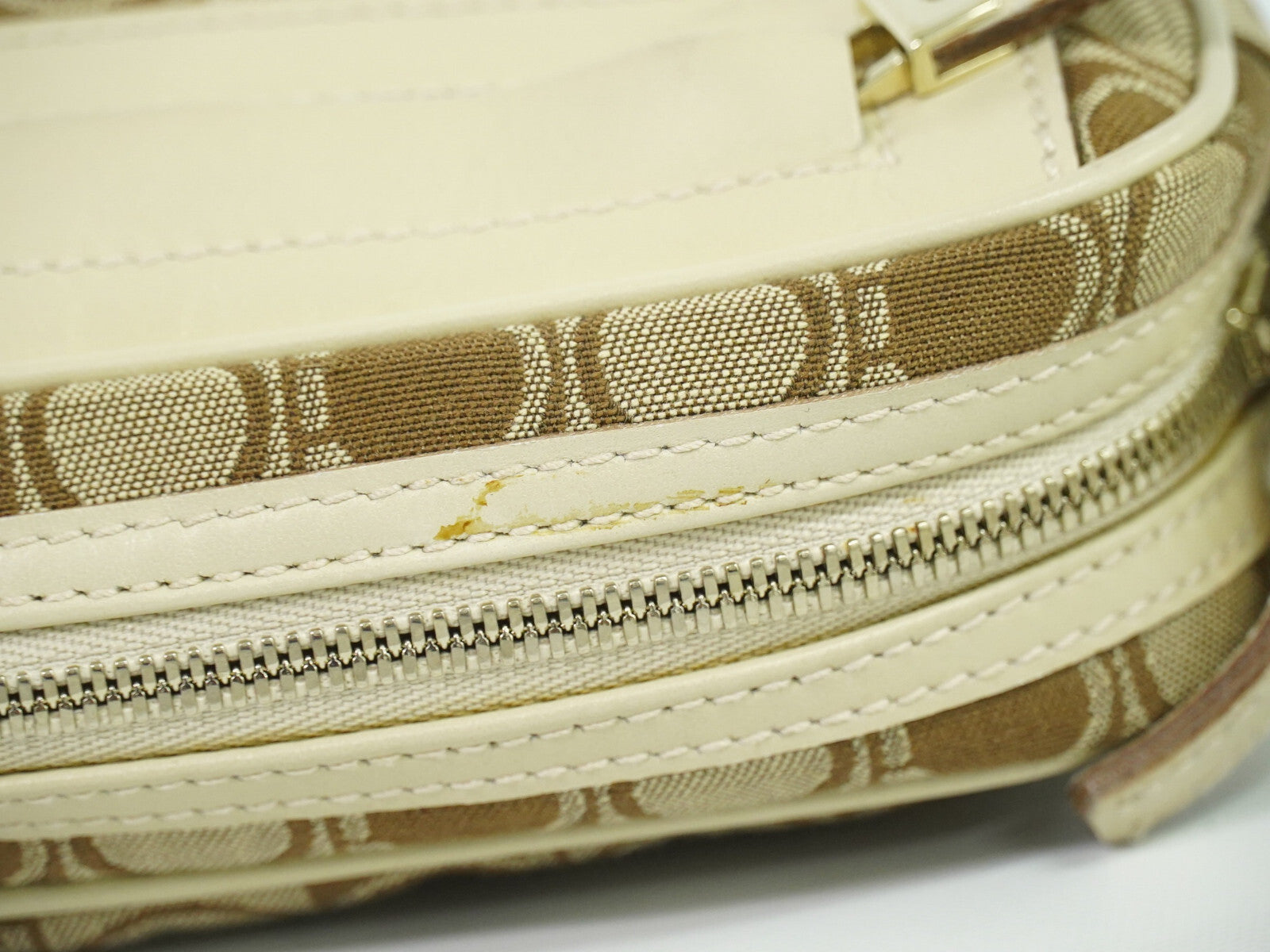 Salvatore Ferragamo Gancini Shoulder Bag Canvas, BEIGE, CANVAS, Shoulder bag