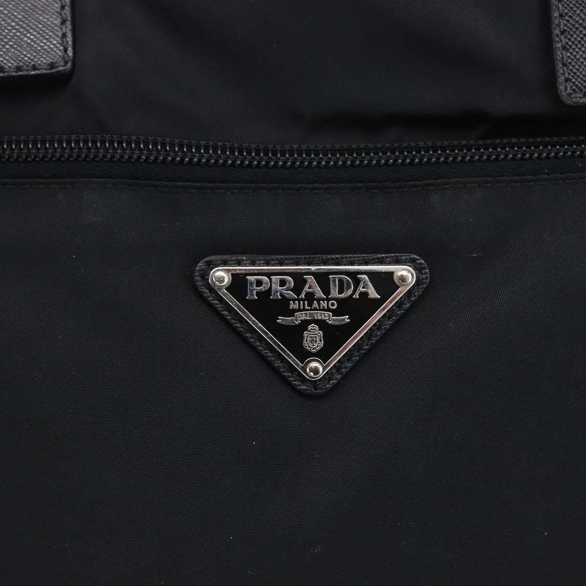 Prada Convertible Front Zip Briefcase Tessuto with Saffiano Leather, BLACK, NYLON, Briefcase