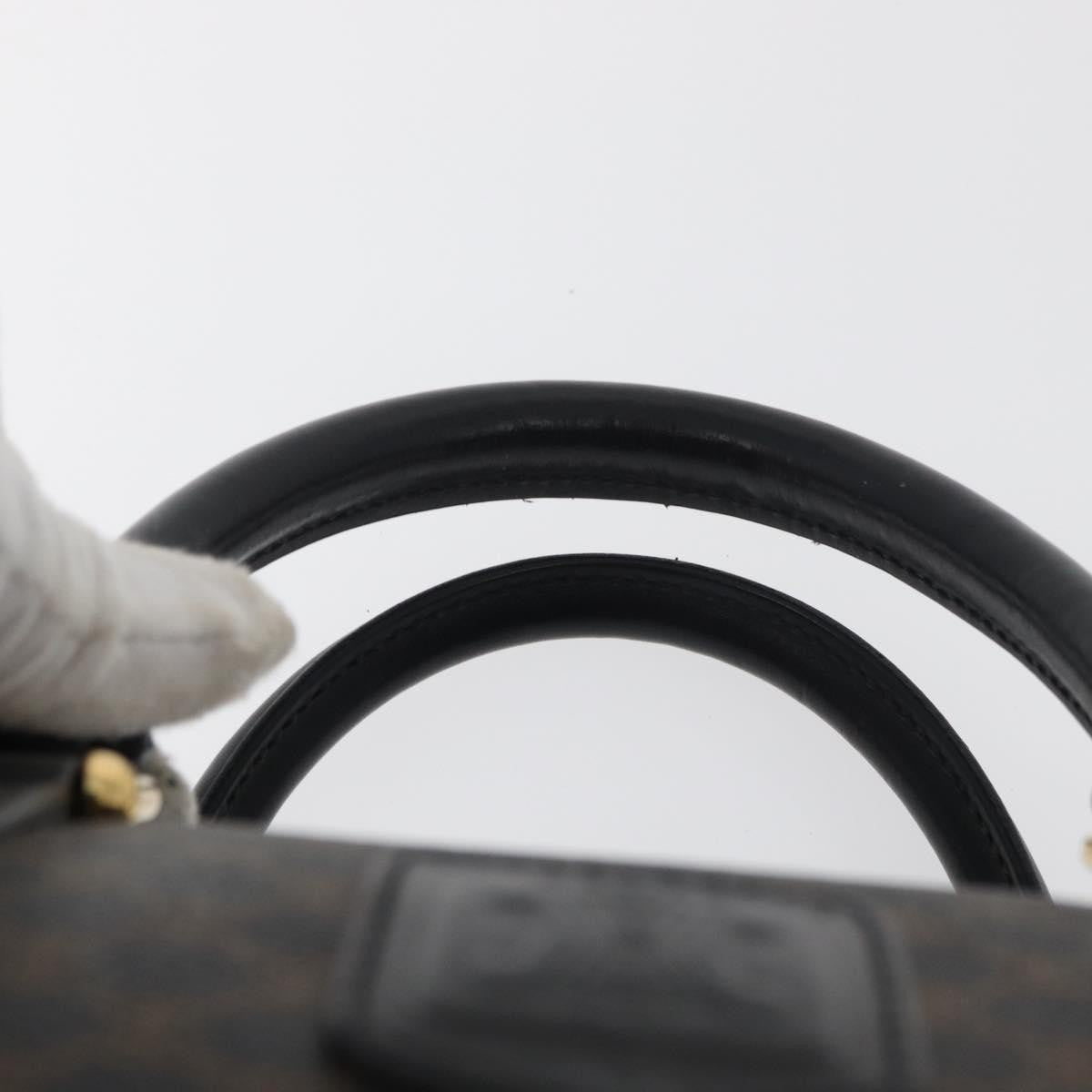 Celine Vintage Duffle Bag Macadam Coated Canvas, Black, Canvas, Handbag
