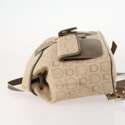 Salvatore Ferragamo Gancini Backpack Canvas, BEIGE, CANVAS, Backpack