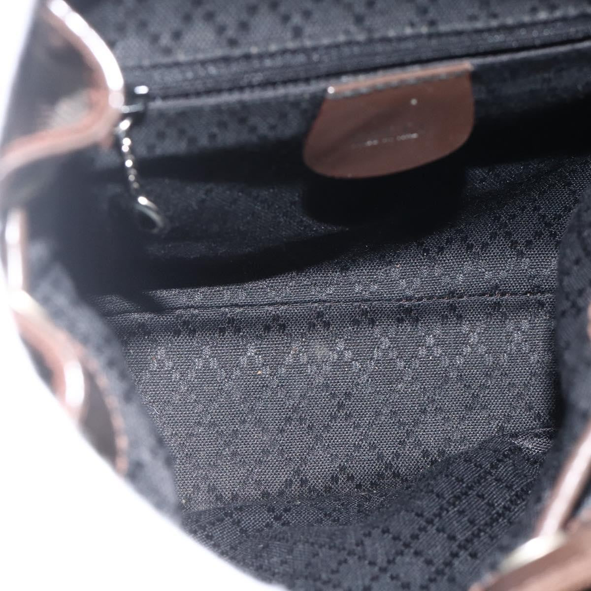 Gucci Vintage Bamboo Backpack Nylon and Patent Leather, Brown, Nylon, Backpack