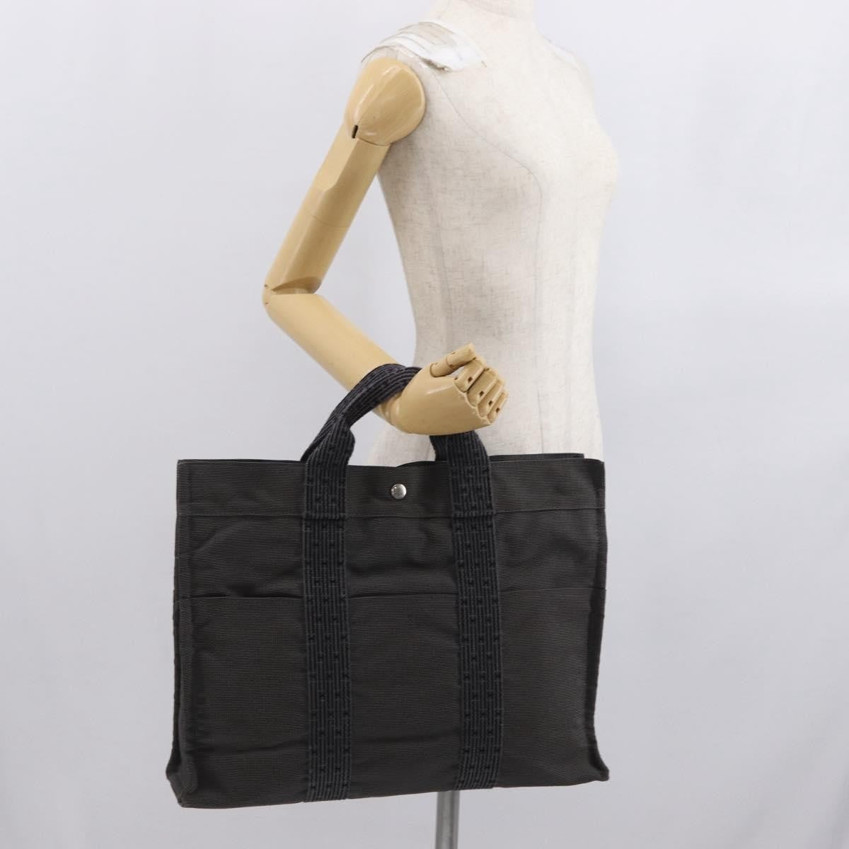 Hermes Fourre-tout Herline Canvas, GRAY, CANVAS, Tote bag