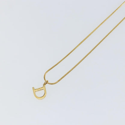 Christian Dior D logo Pendant Necklace Metal, GOLD, METAL, Necklace