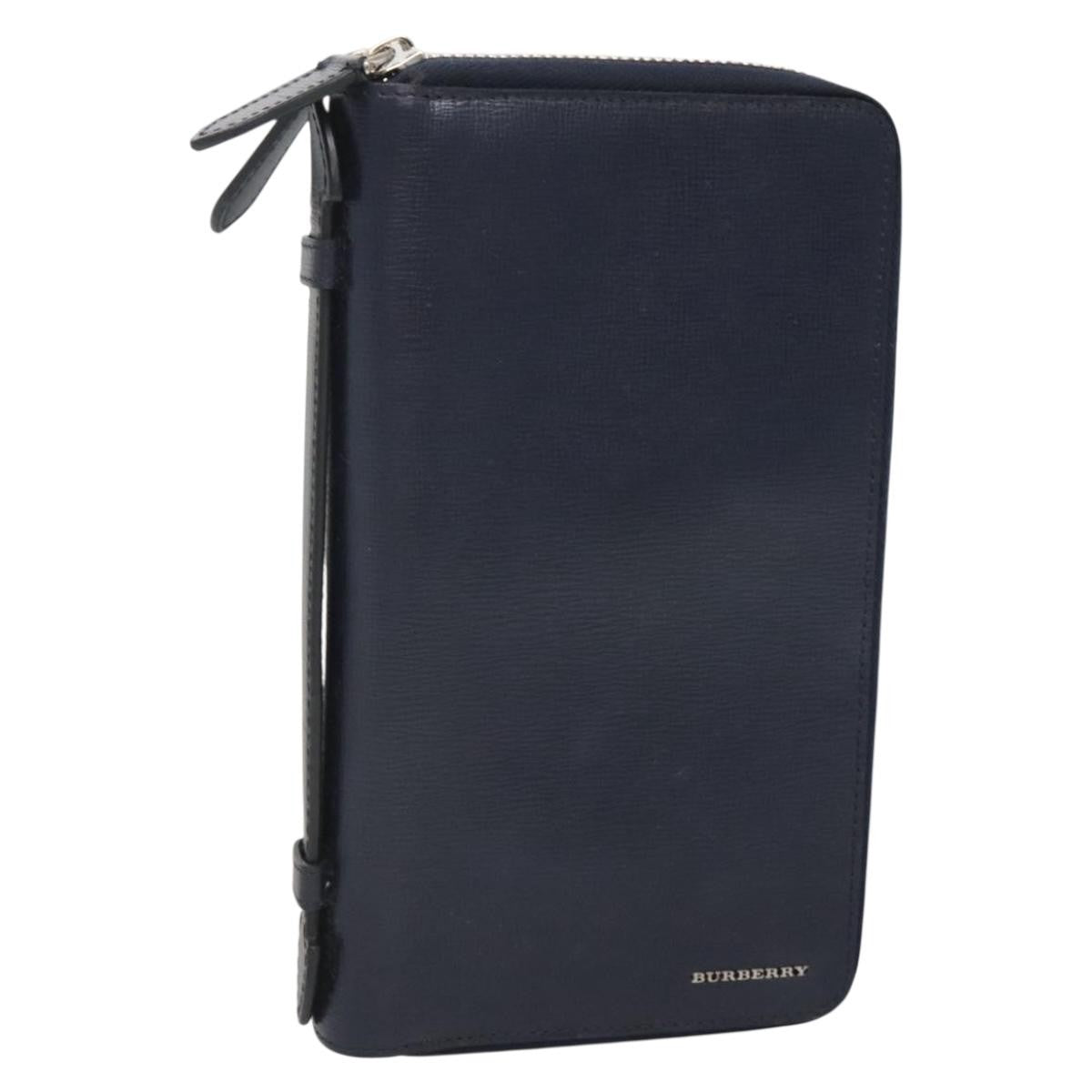 Burberry Reeves Double Zip Organizer Wallet Leather, NAVY, LEATHER, Wallets