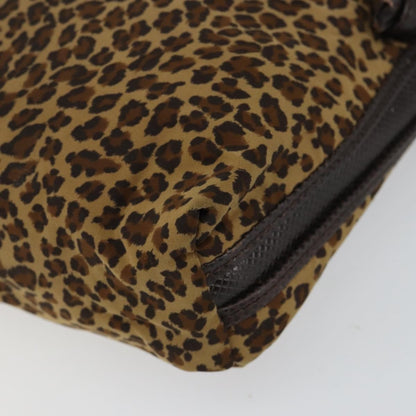Bottega Veneta Vintage Shoulder Bag Leopard Print, BROWN, NYLON, Shoulder bag